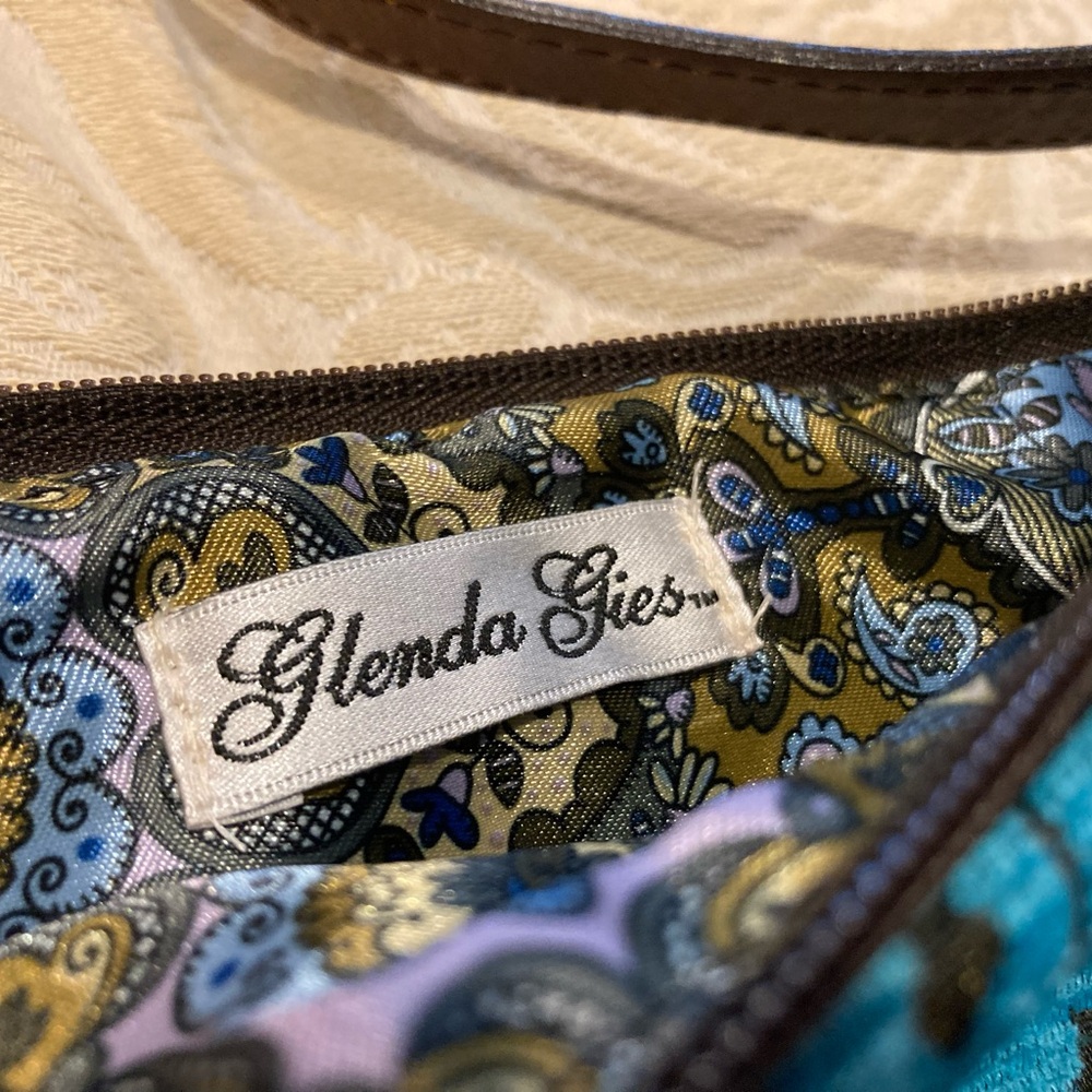 Elegant Turquoise and Brown Paisley Shoulder Bag - Picture 3 of 3